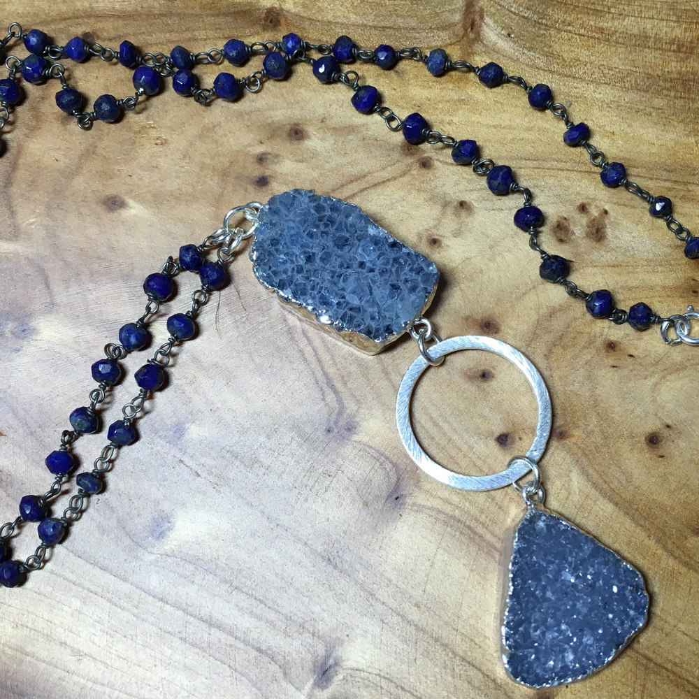 Blue Druzy Necklace